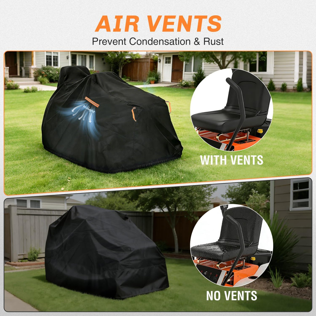 Riding Lawn Mower Cover 98 Inch, Waterproof Lawn Mower Cover | Fits Mowers up to 98 InchL x 36 InchW x 43 InchH, 420D Heavy Duty Fabric, All-weather & UV Protection