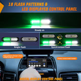 8PCS Led Strobe Lights with Controller 12V 24V Sync Feature Green White Strobe Light 12 LED Surface Mount Emergency Hazard Warning Lights with Strobe Controller for Vehicle Car Truck RV ATV