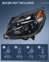Headlight Assembly Compatible with 2016 2017 Chevy Equinox OE Style Projector Replacement Halogen Headlights Black Housing Amber Reflector Headlamp Passenger and Driver Side