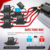 16AWG 14AWG 12AWG LED Light Bar Wiring Harness Kit 12V On/Off 5 Gang Rocker Switch Panel Power Relay Blade Fuse 5Pin Toggle Switches for Cars Boat ATV Trucks-10 Leads