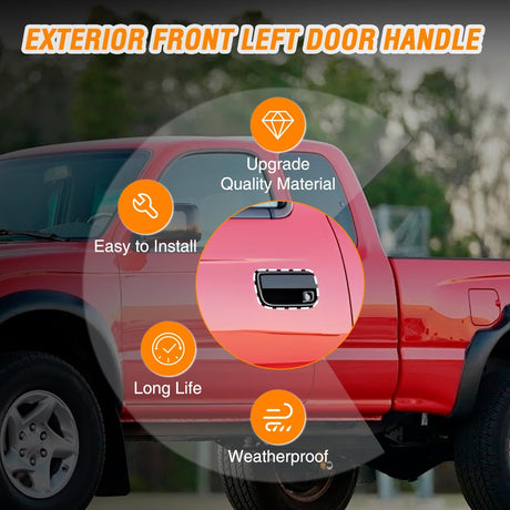 Exterior Front Driver Car Door Handle with Key Hole Compatible with 1995 96 97 98 99 00 01 02 03 2004 Toyota Tacoma Outside Door Handles Black Replaces OEM #91319, 79344, 69220-35020,TO1310117