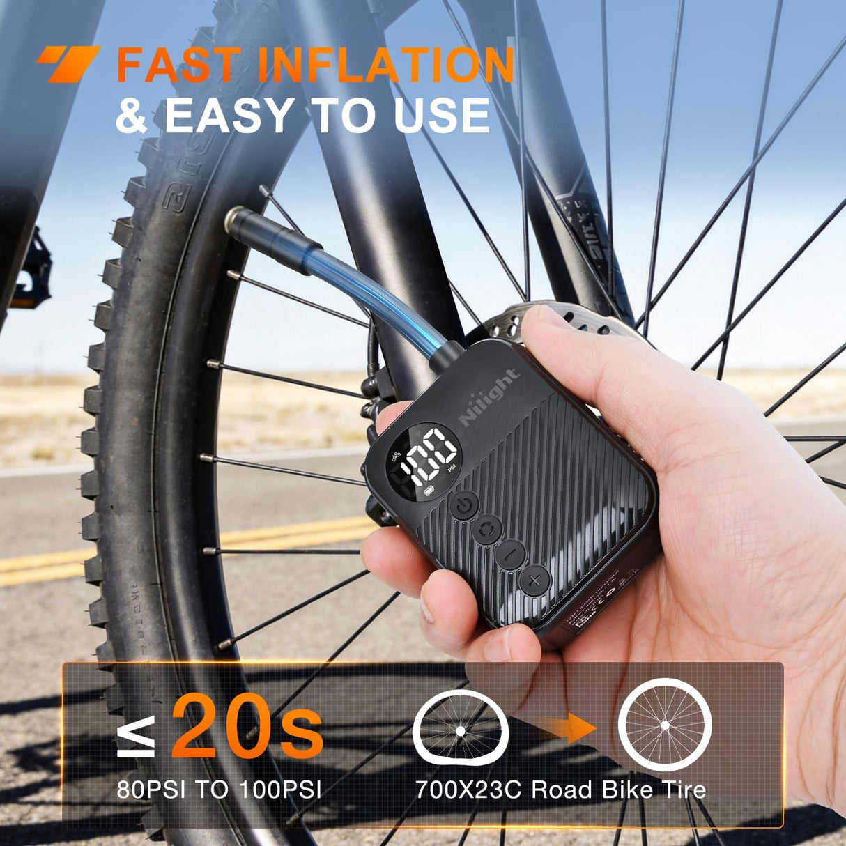 Mini Bike Pump with Gauge 150PSI Presta & Schrader Valve | Compact 150 Psi Fast Inflate Tiny Bicycle Air Pump Portable Air Inflator for Road Mountain E-Bike Motorcycle Ball