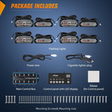 8PCS Led Strobe Lights with Controller 12V 24V Sync Feature Red Blue Light 12 24 LED Surface Mount Emergency Hazard Warning for Vehicle Car Truck RV ATV