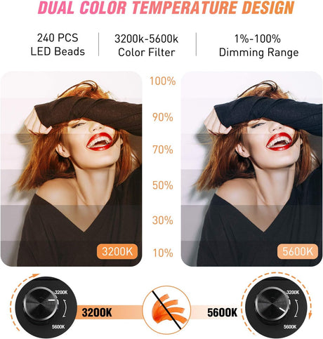 Ring Light with Tripod Stand, 14 Inch LED Ringlight Kit with Phone Holder Adjustable Color Temperature Circle Lighting, Led Photo Beauty Ring Lights for Camera for Vlog, Makeup, Video Shooting