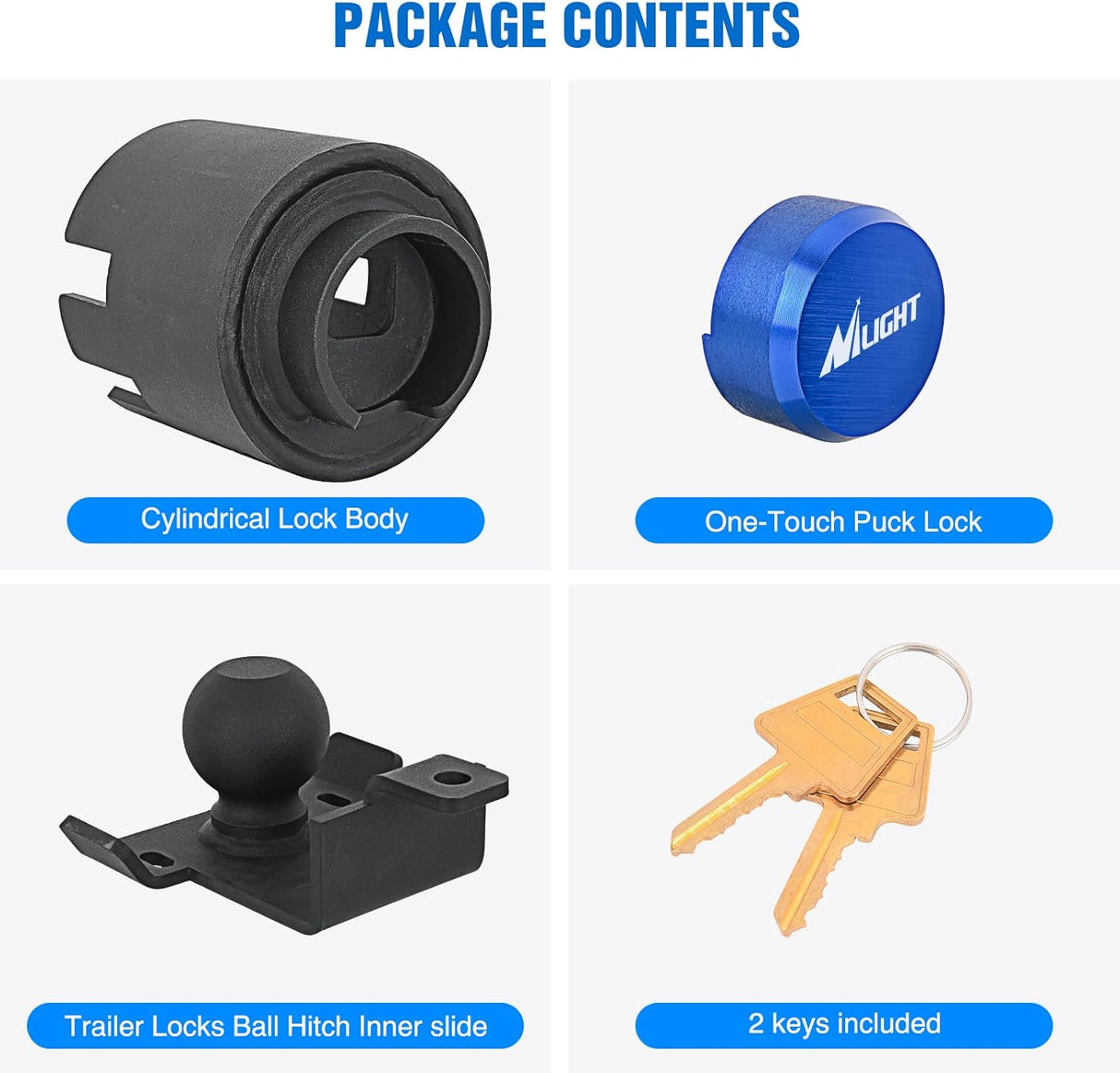 2-5/16 Inch Trailer Lock Heavy Duty Anti-Theft Trailer Hitch Locks Fit for 2 5/16 Inch Ball Coupler Safety Chains Trailer Tongue Lock Set with Key Pry-Resistant Brass Core for Trailer Boat RV