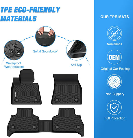 TPE Floor Mats for BMW X5 G05 (5 Seaters Only) 2019 2020 2021 2022 2023 2024 2025 2026, All Weather Custom Fit Heavy Duty Floor Liners