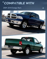 Headlight and Taillight Assembly Combo Compatible with 2009 2010 2011 2012 2013 2014 2015 2016 2017 2018 Dodge Ram for Quad Models Chrome Housing Clear Reflector with Red Housing Tail Light