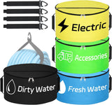 4 Pack RV Hose Storage Bag, Waterproof Utility Bag with Dual Zipper Closure, Handle & Straps RV Storage and Organization for Sewer, Fresh Water Hoses Electrical Cords Camper Tools Accessories