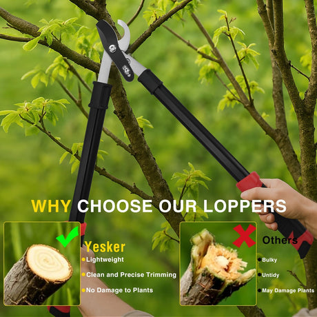 29 Inch Loppers for Tree Trimming Heavy Duty Bypass Loppers Powerful Gear Action Sharp Steel Blade Tree Trimmer up to 1.5 Inch Dia Cut Capacity Non-slip Handle Branch Cutter for Garden Maintenance