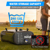 246Gal/1000L Water Storage Bladder, RV Potable Water Bladder Tank Camping 1000D PVC Foldable Collapsible Storage Containers for Truck Bed Carrier Garden Irrigation Emergency Water Use, Black