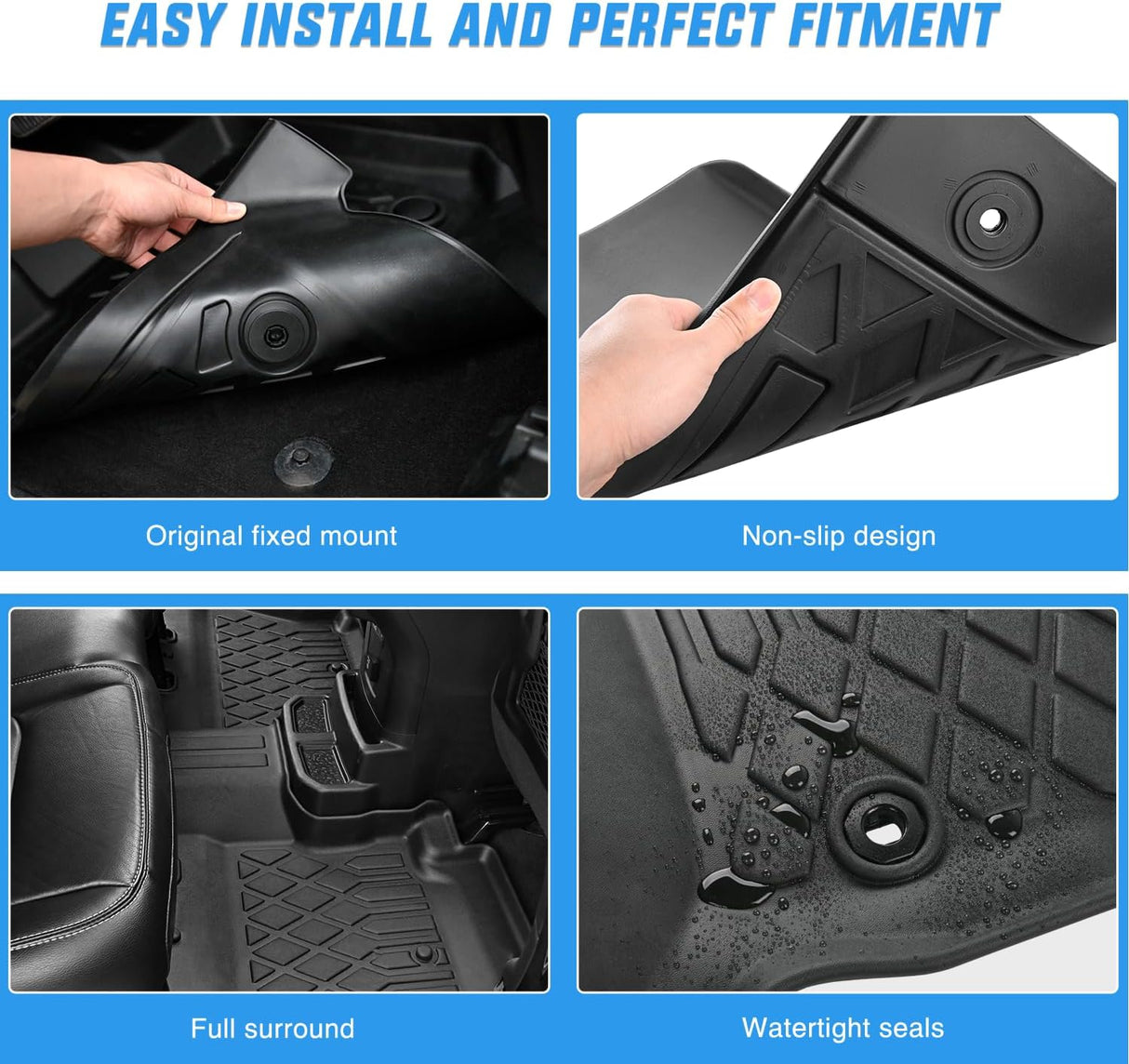 TPE Floor Mats for Lexus NX NX200t NX300 NX300h 2015 2016 2017 2018 2019 2020 2021, All Weather Custom Fit Heavy Duty Floor Liners