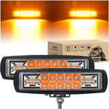 6 Inch Amber LED Light Pods 2 PCS 60W Flood Spot Combo Beam Off Road Work Driving Fog Lighting for 12V 24V ATV UTV Pickup Truck Tractor Boat