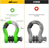 3/4 Inch D Ring Anti-Theft Shackle Tow Hook Jeep Truck SUV ATV UTV | Off Road Recovery Gear 19T 41,887 lbs Break Strength 4.75T WLL Rust-Resistant Anti-Rattle Isolators Heavy Duty Green 2pack
