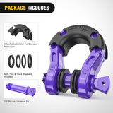Mega D-Ring Shackles, 3/4 Inch Heavy Duty Recovery Tow Shackle | 7/8 Inch Screw Pin & isolator, 2Pcs Purple, 68,000 lbs Break Strength(17,000 lb WLL), Forged Steel, Off-Road Recovery