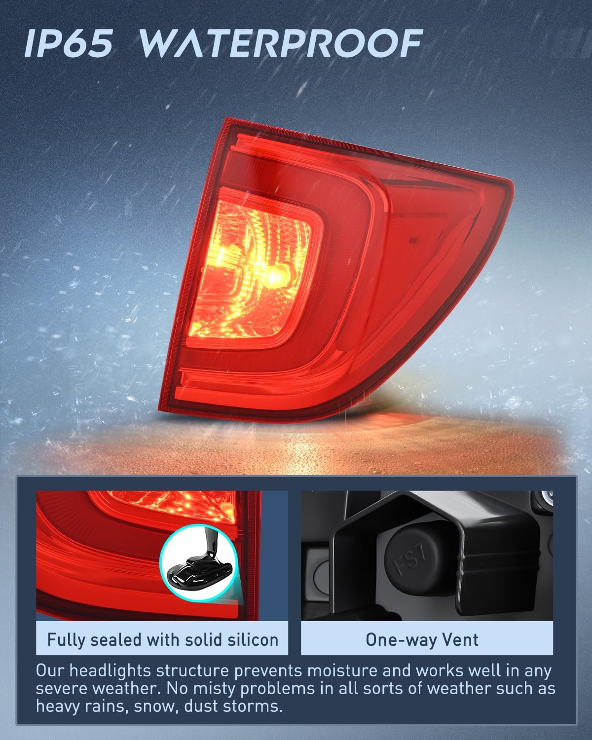 Taillight Assembly Compatible with 2016 2017 2018 Honda Pilot | Outer Tail Light OE Style Rear Lamp Replacement Driver and Passenger Side