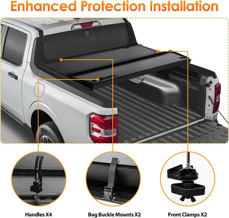 Truck Bed Tonneau Cover Hard Tri-fold Compatible with Ford F150 2015 2016 2017 2018 2019 2020 2021 2022 2023 2024 2025-5.5ft