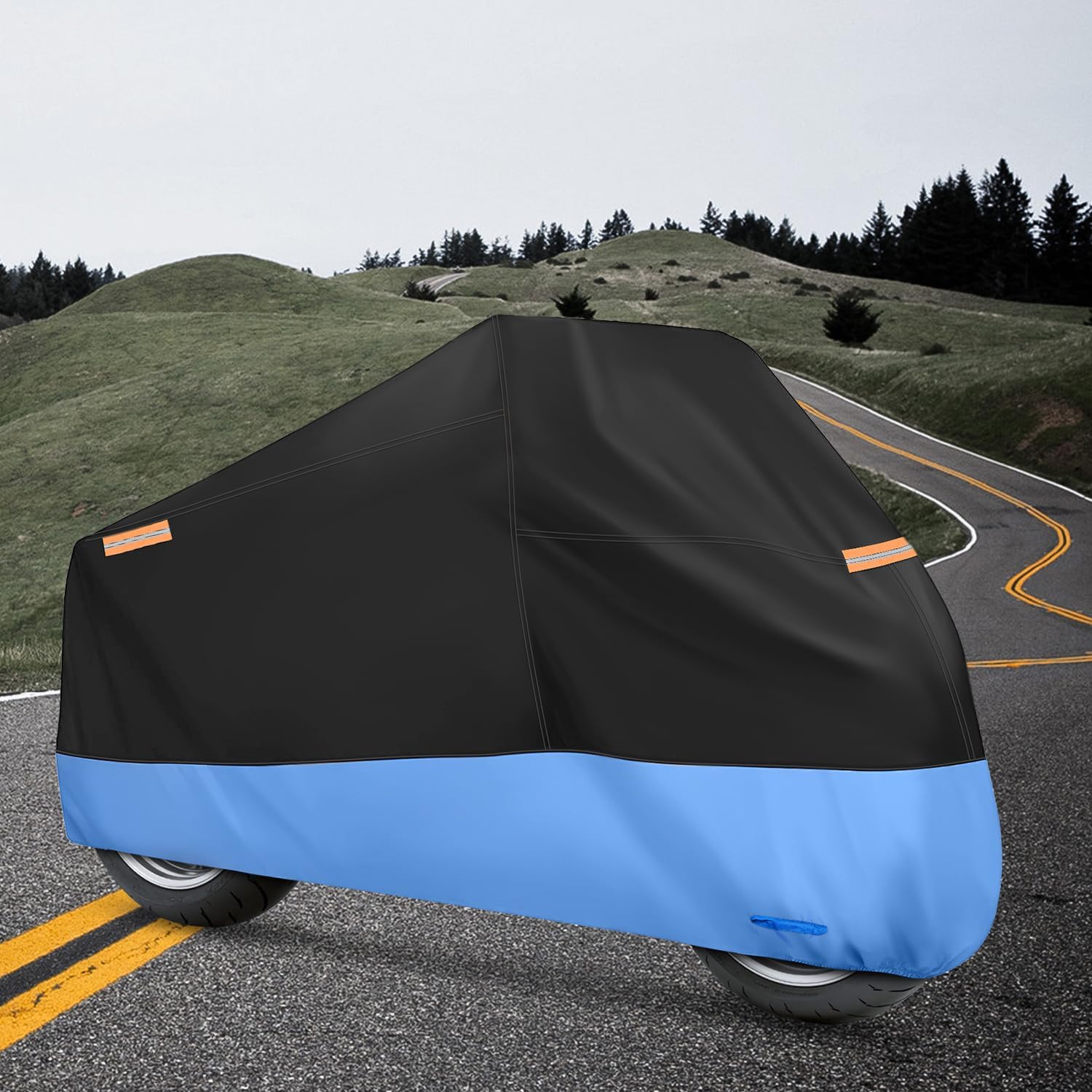Motorcycle Cover with Lock-Hole Storage Bag & Protective Reflective Strip Fits up to 96" Nilight