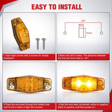 2.5 Inch Oval Side Marker Clearance Light 2 LED 8 Pack Amber 80LM High Lumen Waterproof Surface Mount 12V Direct Wire for Truck Trailer Boat RV Semi