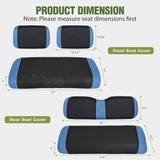 Golf Cart Seat Covers 2PCS Blue Black for Club Car DS Yamaha | Breathable Sandwich Mesh Sun Scratch Resistant Washable No Staple Fits 1982-2000 Club Car DS Yamaha G22 G19 G16 G9 G2