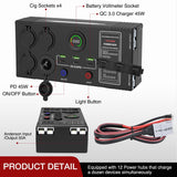 Mini Power Box 12V 24V DC Compact Design Distribution Box Plug & Play Multi Ports -2 Anderson, 3 USB, 3 USB-C, 4 Cig Sockets Perfect for Outdoors Camping Fishing RV 4Wd Caravans Emergency