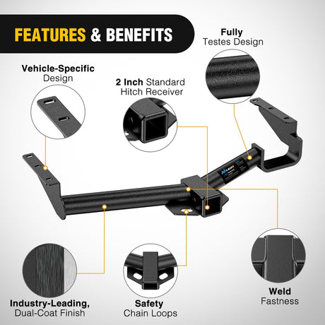 Class 3 Trailer Hitch 2 Inch Receiver for 2004-2007 Toyota Highlander; 2004-2006 Lexus RX330 ; Lexus RX400h 2006-2008; Lexus RX350 2007-2009; Multi-Fit Hitch Ball Mount Cargo Carrier Bike Rack