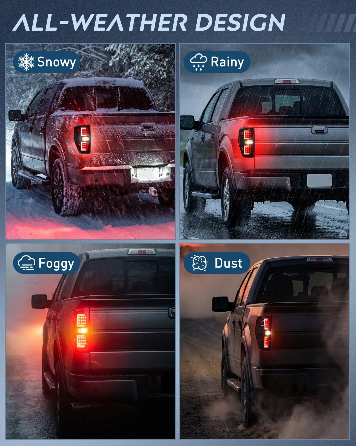Taillight Assembly Compatible with 2009 2010 2011 2012 2013 2014 Ford F150 Incandescent Type Styleside Upgrade LED Tube tail lights; Rear Brake Lamps