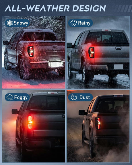 Taillight Assembly Compatible with 2009 2010 2011 2012 2013 2014 Ford F150 Incandescent Type Styleside Upgrade LED Tube tail lights; Rear Brake Lamps