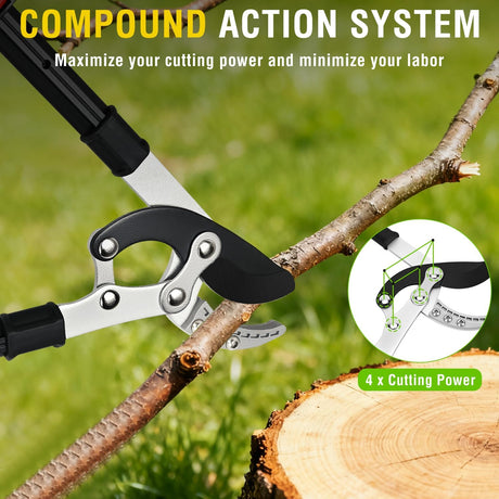27-35 Inch Extendable Loppers for Tree Trimming Heavy Duty Tree Trimmer Bypass Loppers with Compound Action Sharp Anvil Blade up to 2 Inch Cut Capacity Branch Cutter Chops Thick Branches Ease