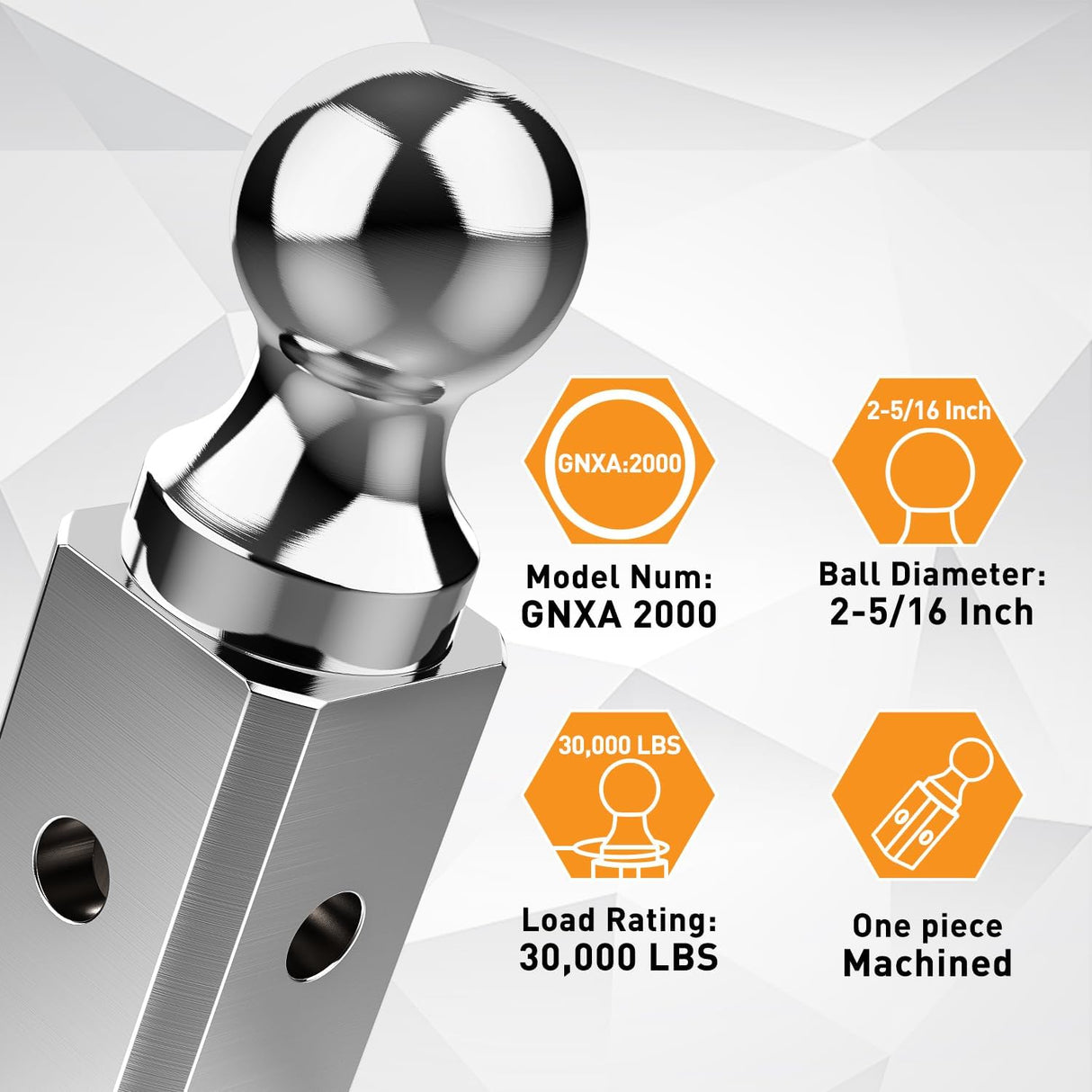 GNXA2000 Gooseneck Hitch Ball Compatible with B&W Trailer Hitches, 2-5/16 Inch Replacement Gooseneck Tow Hitch Ball 30,000lbs Load Capacity