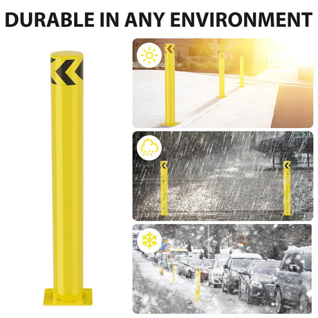 Safety Bollard, 36 inches Height Steel Bollard Post High High Visibility, 1 Pack