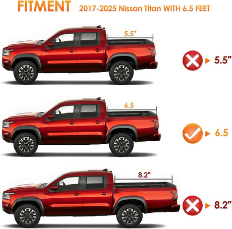 Soft Roll-Up Truck Bed Tonneau Cover for Nissan Titan 2017-2026 6.5ft Bed, Waterproof Low Profile Vinyl Pickup Bed Cover