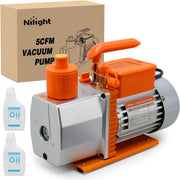 Vacuum Pump HVAC, 5 CFM 1/2 HP 110V 2 Stage AC Vacuum Pumps Kit for R22 R404a R134a R410a, 3x10⁻¹ Pa Ultimate Vacuum for Auto Air Conditioning Servicing Refrigerant Recharging, Oil Included
