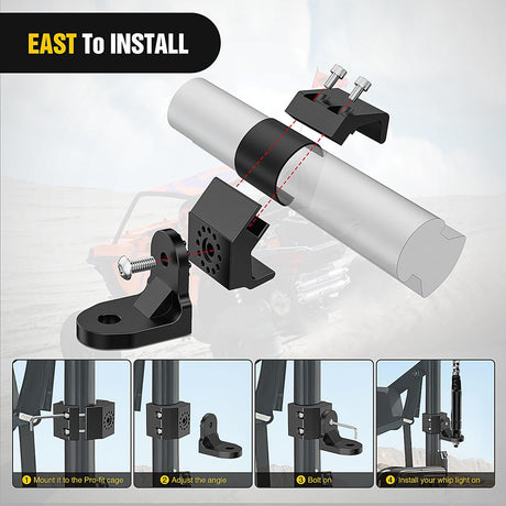 UTV Whip Light Flag Antenna Mount Bracket Adjustable 2Pcs Nilight