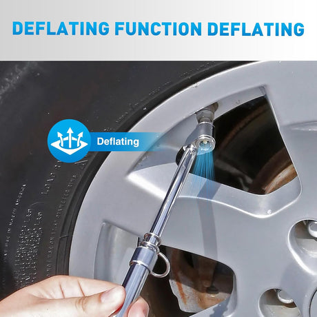 Dual Head Tire Pressure Gauge Heavy Duty Truck Air Chuck Range 10-150PSI 1-10Bar Tire Pressure Checker Straight-On Tire Air Gauge Extended Tube for Semi Truck, RV, Car, Motorcycle