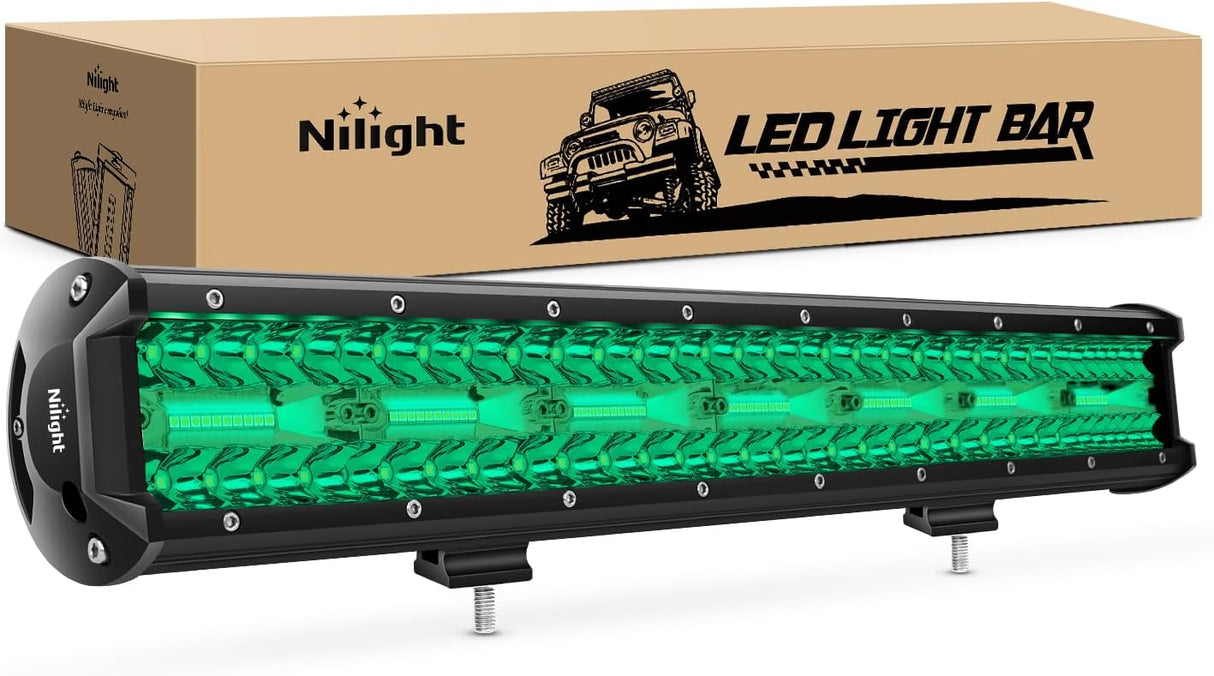 20 Inch LED Light Bar Green Triple Row 420W Spot Flood Combo Off Road Driving Fog Fishing Hunting Emergency Safety Lighting for UTV Pick-up Van Boat Tractor