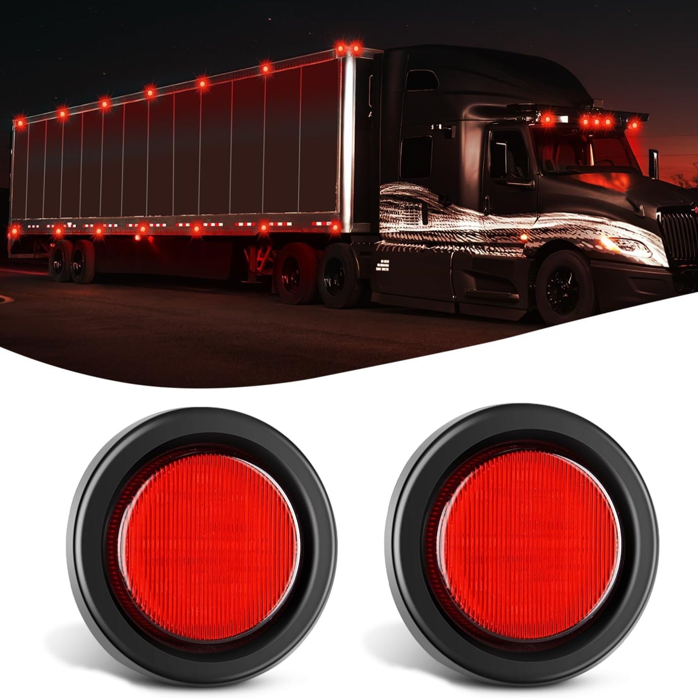 2.5" Red 13 Leds Round Marker Clearance Light (Pair) Nilight