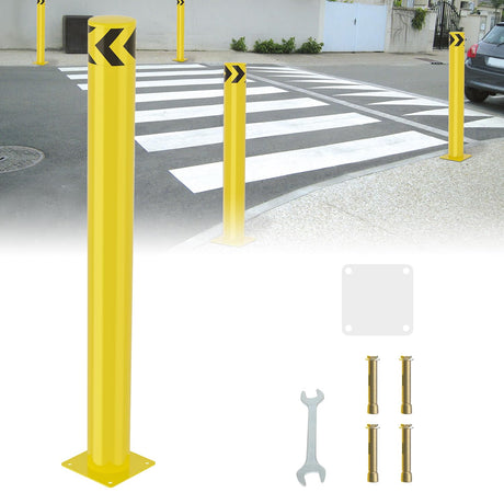 Safety Bollard, 48 inches Height Steel Bollard Post High High Visibility, 1 Pack