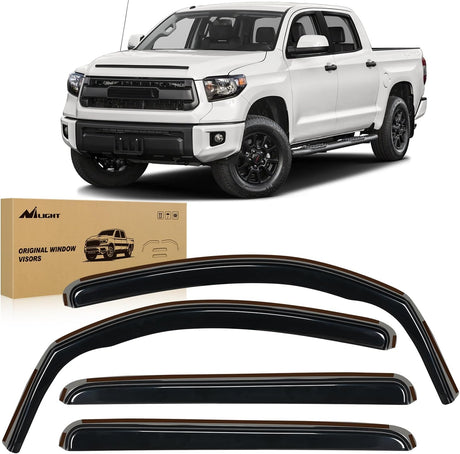in-Channel Rain Guards for Toyota Tundra Crew Max 2007 2008 2009 2010 2011 2012 2013 2014 2015 2016 2017 2018 2019 2020 2021, Vent Window Visors, Original Window Deflectors-4PCS