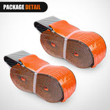 Truck Straps 4 Inch x 30 Inch Heavy Duty Tie Down with Flat Hooks | 16800LBS Break Strength & 5400LBS WLL for Flatbed Trailer Cargo Control Recovery Tree Saver 2 Pack Orange