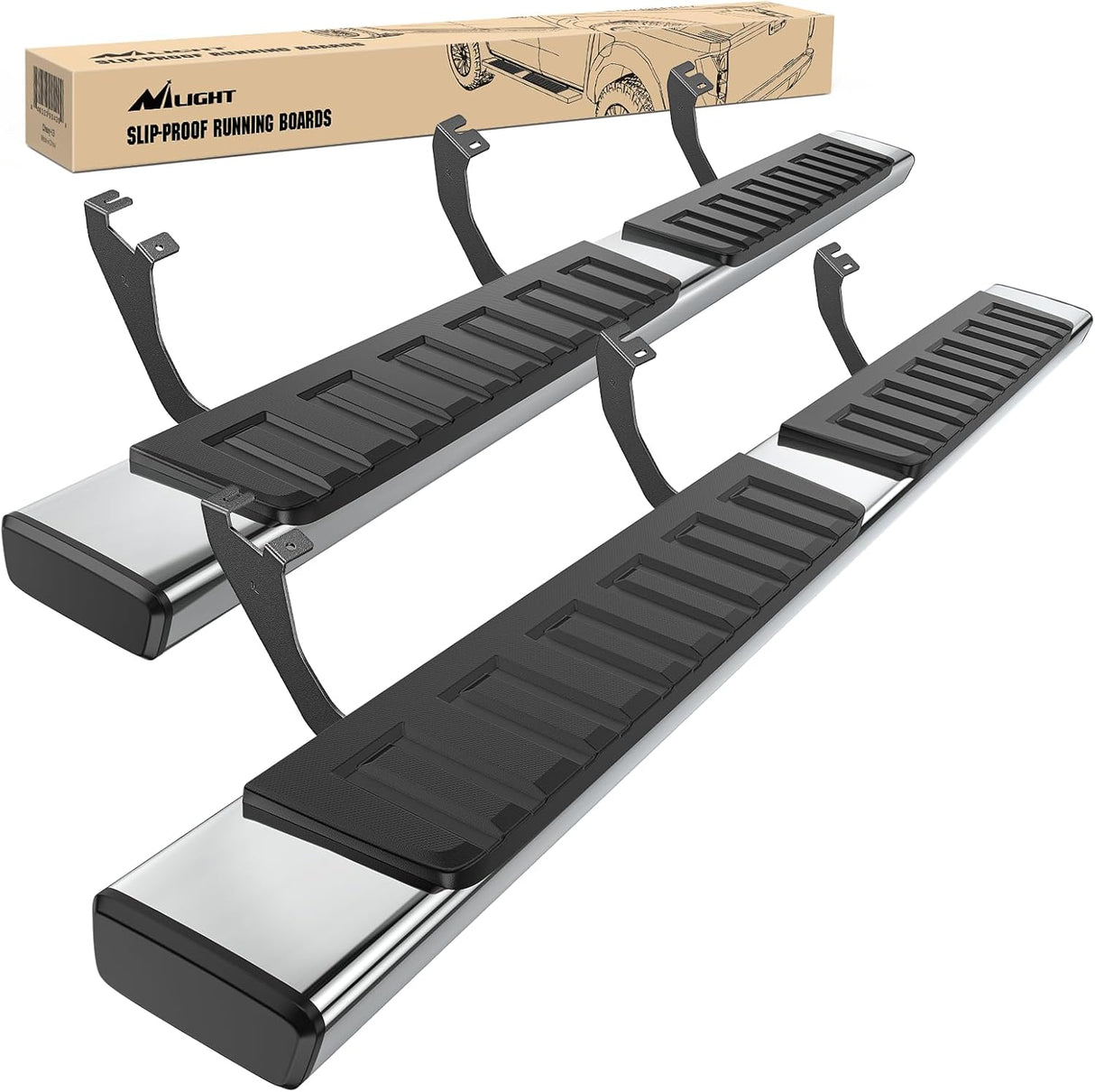 Running Boards for 2022 2023 2024 2025 Toyota Tundra Crew Max Cab 4 Full Size Doors 6 Inch Stainless Steel Bolt-on Side Step Nerf Bars