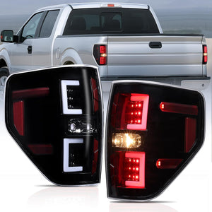 Taillight Assembly Compatible with 2009 2010 2011 2012 2013 2014 Ford F150 Incandescent Type Styleside Upgrade LED Tube tail lights; Rear Brake Lamps