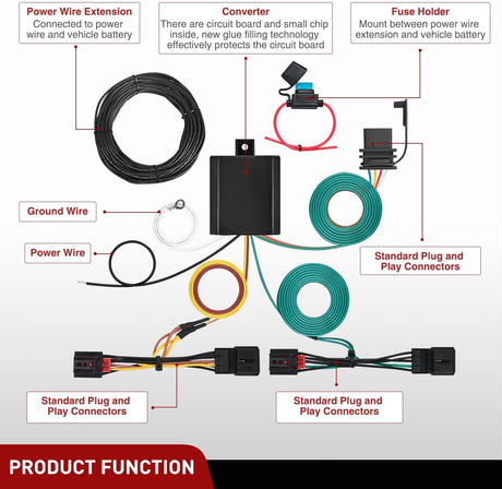 4 Pin Trailer Wiring Harness Kit 56403 Vehicle Standard 4 Way Connector Custom for 2018 2019 2020 2021 2023 2024 Volkswagen Tiguan Simple Fit Tow Hitch Accessories