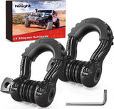 3/4 Inch D Ring Anti-Theft Shackle Tow Hook Jeep Truck SUV ATV UTV | Off Road Recovery Gear 19T 41,887 lbs Break Strength 4.75T WLL Rust-Resistant Anti-Rattle Isolators Heavy Duty Black 2pack