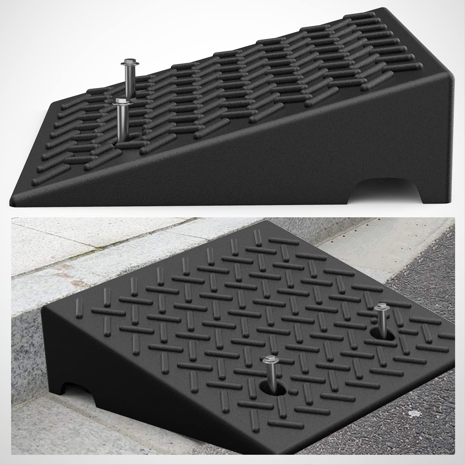 5" Rise Height Rubber Curb Ramps 7000lbs Load Capacity (Pair) Nilight