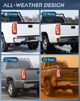 Taillight Assembly Compatible with 2003 2004 2005 2006 Chevy Silverado 1500 1500HD 2500 2500HD 3500 2007 Chevrolet Classic Incandescent Type Upgrade LED Tube Tail Lights Rear Brake Lamps