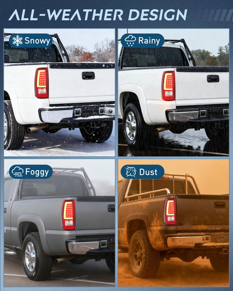Taillight Assembly Compatible with 2003 2004 2005 2006 Chevy Silverado 1500 1500HD 2500 2500HD 3500 2007 Chevrolet Classic Incandescent Type Upgrade LED Tube Tail Lights Rear Brake Lamps