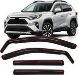 in-Channel Rain Guards for Toyota RAV4 2019 2020 2021 2022 2023 2024 2025, Smoke Tinted Side Window Visor Deflectors Vent Shades, Rain Protection & Wind Noise Reduction, 4PCS