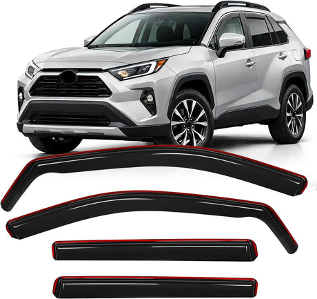 in-Channel Rain Guards for Toyota RAV4 2019 2020 2021 2022 2023 2024 2025, Smoke Tinted Side Window Visor Deflectors Vent Shades, Rain Protection & Wind Noise Reduction, 4PCS