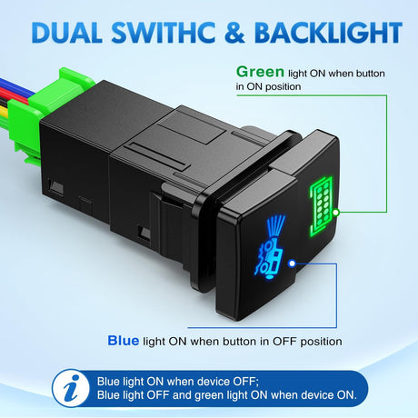 LED Light Bar & Off-Road Lights Dual Push Button Switch 12V ON Off Switches with Connector Wire Kit 1.28 Inch x 0.87 Inch Replacement for Toyota Sequoia Highlander Tacoma Tundra 4Runner RAVR Yaris