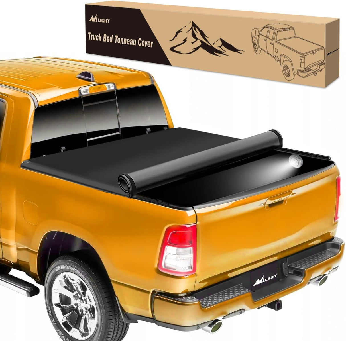 Soft Roll Up Truck Bed Cover Compatible with Ram 1500 2019 2020 2021 2022 2023 2024 2025 New Body Style,5.7ft